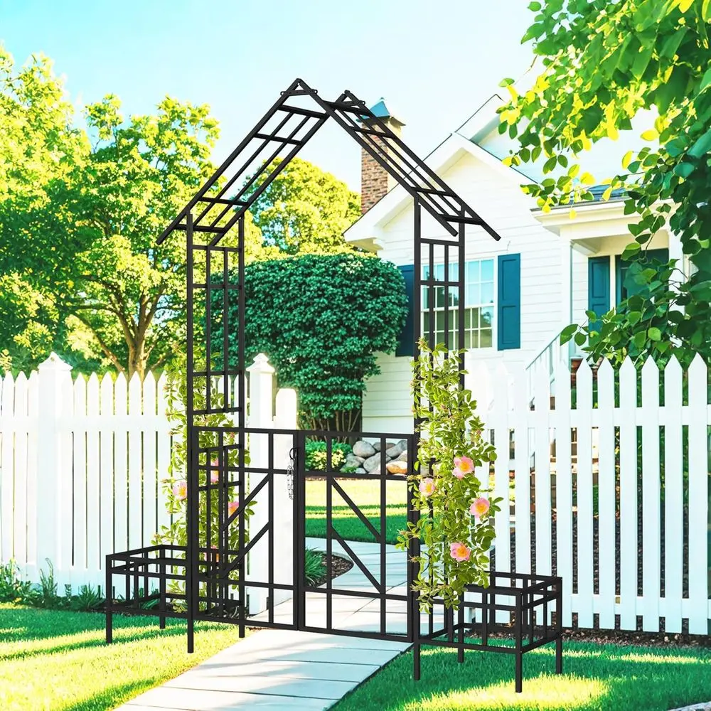 Wedding Support - 97 cm Hoher Schwarzer Metall-Gartenbogen mit