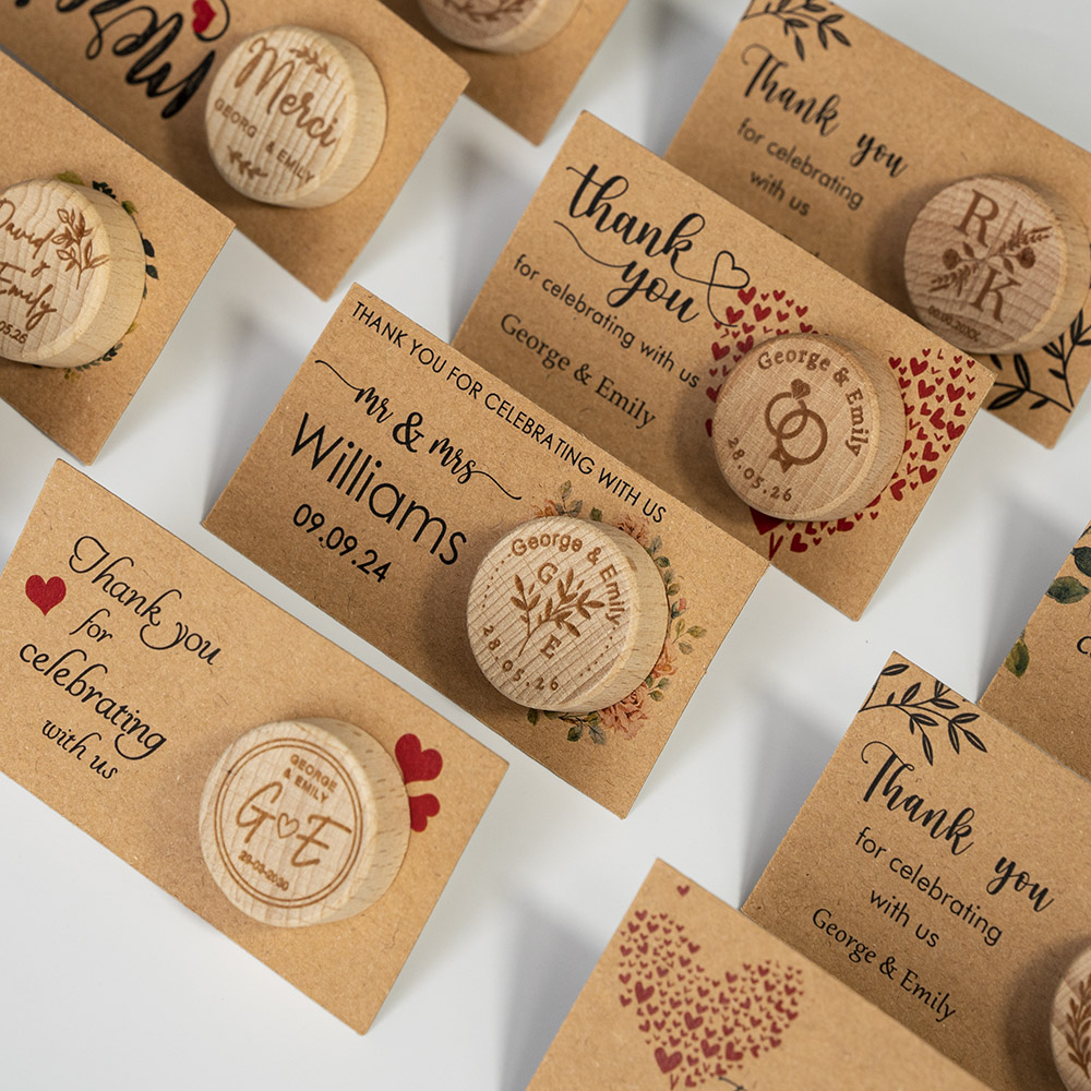 Wedding Supply List - Personalisierter Geschenk-Weinflaschenverschluss mit Dankeskarte, Hochzeitsgeschenk für