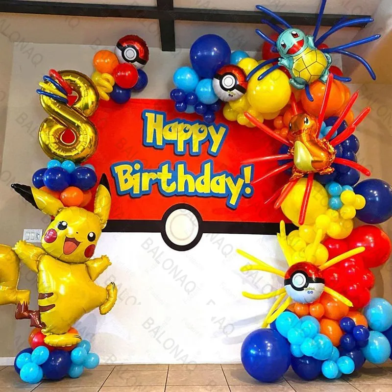 Wedding Day Supply Kit - 84-teiliges Pikachu-Party-Ballon-Girlanden-Set Pokemon-Themen Geburtstagsparty-Dekorationszubehör Pikachu Squirtle