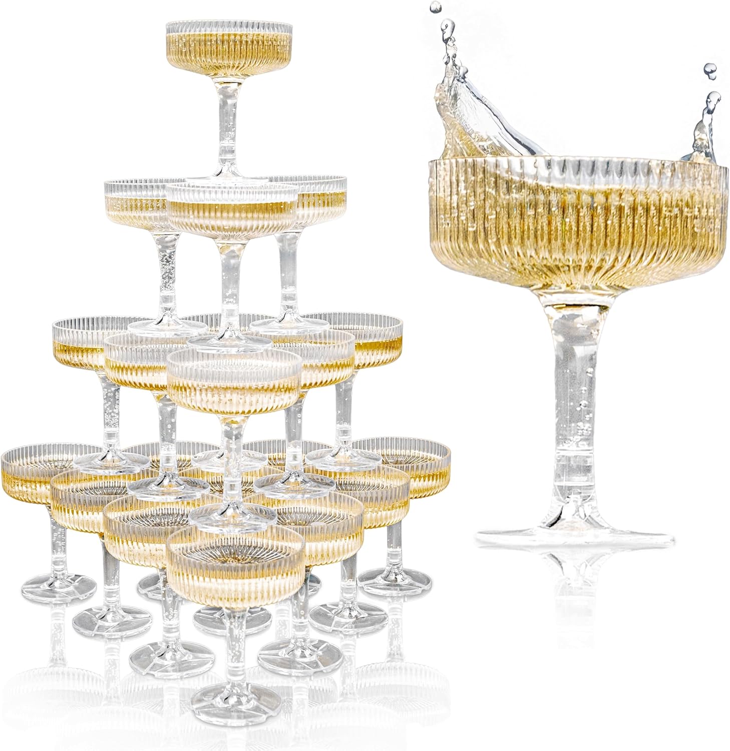 Champagne Tower Set - 20–60 Stück ACRYL Champagnerturm 7 Unzen