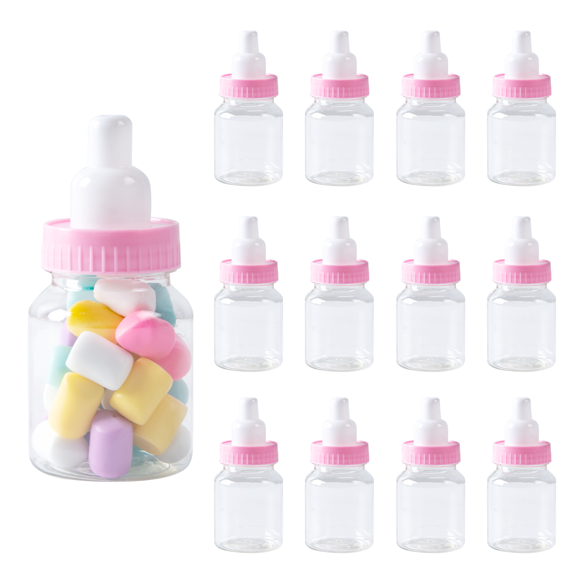 Wedding Supply List - 12/24 Stück Babyparty-Flasche, blau, rosa Süßigkeiten,