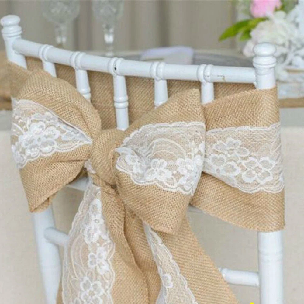 10PC Leinen Stuhl Zurück Dekor – Supply Wedding Venue Bewertung und Preis