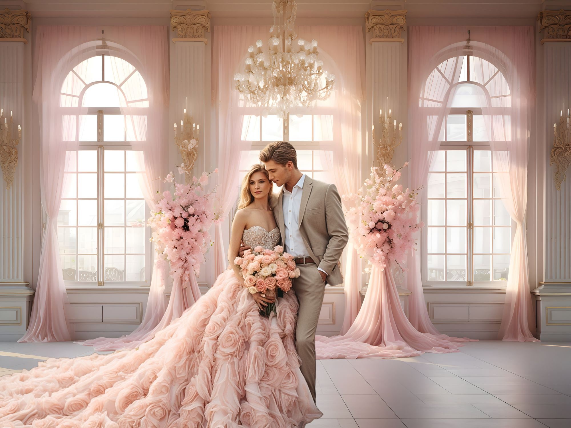 Rosa Palast Blumen Fotografie  – Wedding Qq Bewertung und Preis